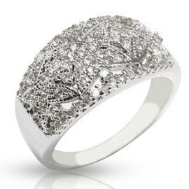 Pierścionek Srebrny Wysadzany Białymi Cyrkoniami