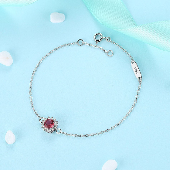 Bransoletka Srebrna z Rubinową Cyrkonią