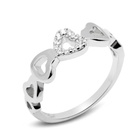 Pierścionek Srebrny Serce Wysadzane Cyrkoniami