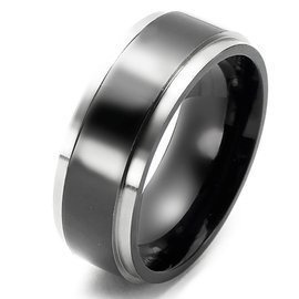 Czarna Damsko Męska Obrączka Stal Szlachetna