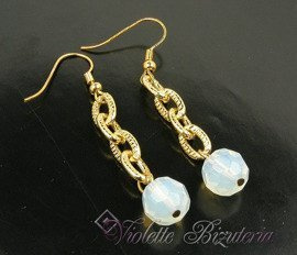 Pozłacane kolczyki ze szlifowanym kamieniem 5036