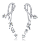 Podłużne Kolczyki Srebrne Wysadzane Cyrkoniami