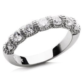 Srebrna Obrączka Wysadzana Cyrkoniami