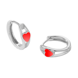 Srebrne Kolczyki Czerwone Serduszka