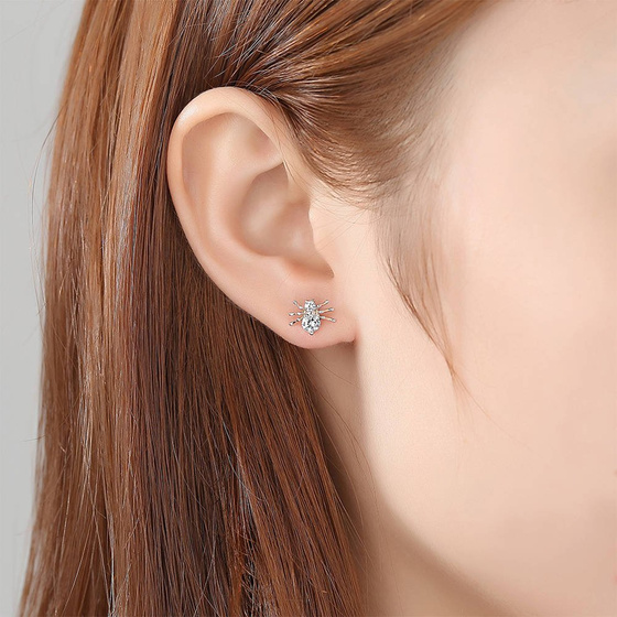 Srebrne Kolczyki Pajączek z Cyrkoniami