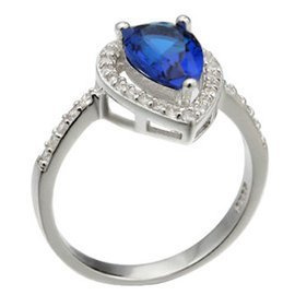 Srebrny Pierścionek z Szafirowym Kamieniem