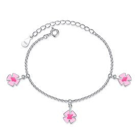 Bransoletka Srebrna Różowa Koniczynka