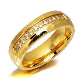 Złota Obrączka z Cyrkoniami Stal Szlachetna