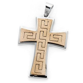 Zawieszka Krzyż Piaskowany Różowo Złoty