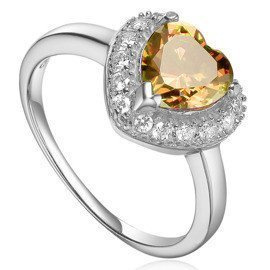 Pierścionek Srebrny Pomarańczowa Cyrkonia Serce