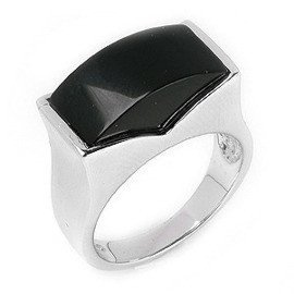 Srebrny Pierścionek z Czarnym Agatem