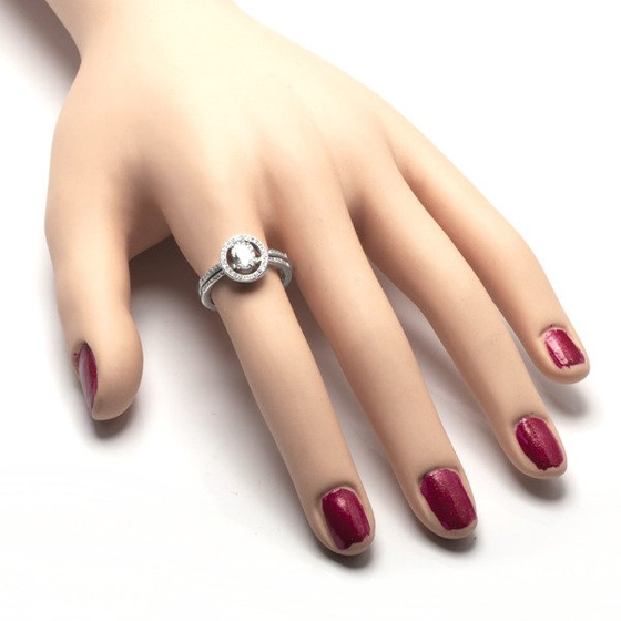 Podwójny Pierścionek Srebrny z Białymi Kamieniami