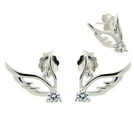 Srebrne Kolczyki w Kształcie Liści z Cyrkoniami