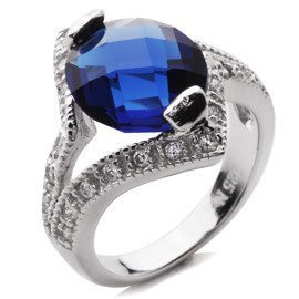 Srebrny Pierścionek z Szafirowym Kamieniem