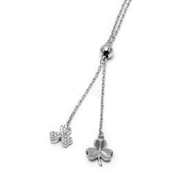 Srebrny Naszyjnik Dwie Koniczynki z Cyrkoniami
