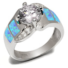 Szeroki Pierścionek Srebrny z Opalem i Cyrkoniami