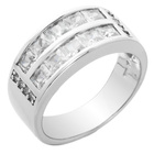 Szeroka Srebrna Obrączka z Diamentowymi Cyrkoniami