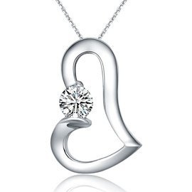 Srebrna Zawieszka Serce z Cyrkonią