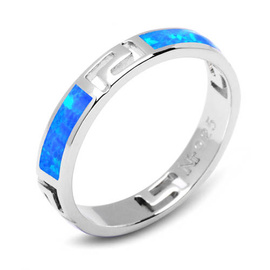 Srebrna Obrączka Pierścionek z Niebieskim Opalem