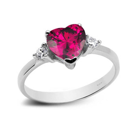 Srebrny Pierścionek z Rubinowym Sercem
