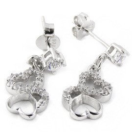 Kolczyki Srebrne Serca z Białymi Cyrkoniami