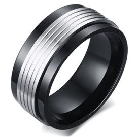 Czarna Damsko Męska Obrączka z Stali Chirurgicznej