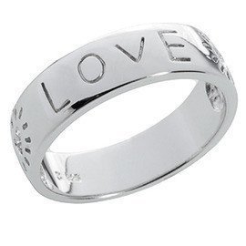 Gładka Srebrna Obrączka z Grawerem LOVE