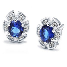 Kolczyki Srebrne z Szafirowym Kamieniem