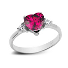 Srebrny Pierścionek z Rubinowym Sercem