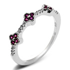 Pierścionek Srebrny z Rubinowymi Cyrkoniami