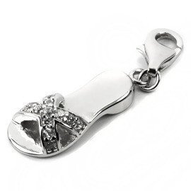 Srebrna Przywieszka Klapek z Białymi Cyrkoniami