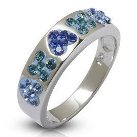 Srebrna Obrączka z Niebieskimi Kryształkami