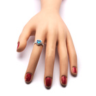 Pierścionek Srebrny z Błękitnym Sercem