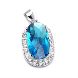 Srebrny Wisiorek Zawieszka z Błękitną Cyrkonią