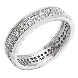 Srebrna Obrączka z Białymi Mikro Cyrkoniami