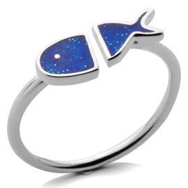 Srebrny Pierścionek Motyw Niebieskiej Ryby