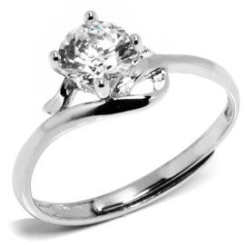 Srebrny Pierścionek z Dużą Białą Cyrkonią