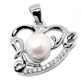 Zawieszka Srebrna Serduszko z Perłą