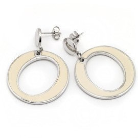 Kolczyki Srebrne Duże Kremowe Koła