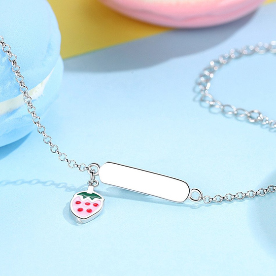 Bransoletka Srebrna z Truskawką