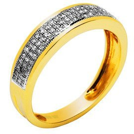 Złoty Pierścionek Obrączka Wysadzana Brylantami