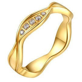 Złota Obrączka ze Stali Szlachetnej z Cyrkoniami