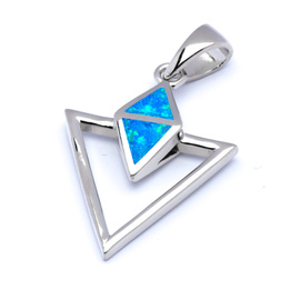 Srebrna Zawieszka Trójkąt z Niebieskim Opalem