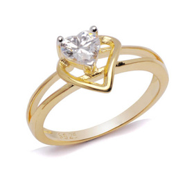 Srebrny Pierścionek Złote Serce