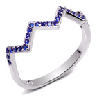 Srebrny Pierścionek Zygzak Szafirowe Cyrkonie