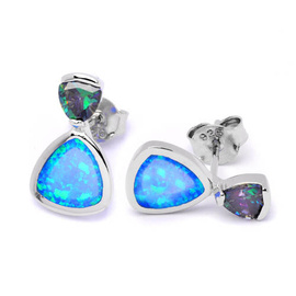 Srebrne Kolczyki z Opalem i Cyrkoniami