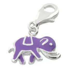 Przywieszka Srebrna Charms Fioletowy Słoń