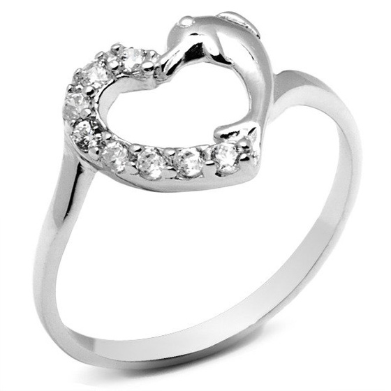 Pierścionek Srebrny z Sercem Białe Cyrkonie