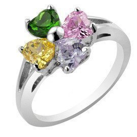 Srebrny Pierścionek Koniczynka w Serduszka