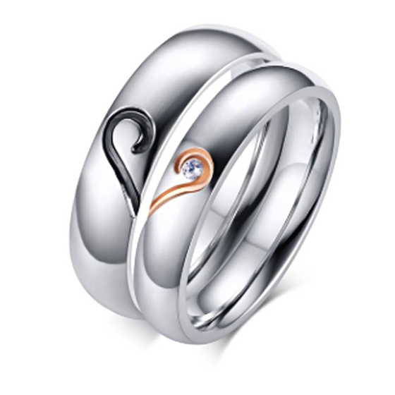 Damska Obrączka z Sercem z Cyrkonii dla Pary